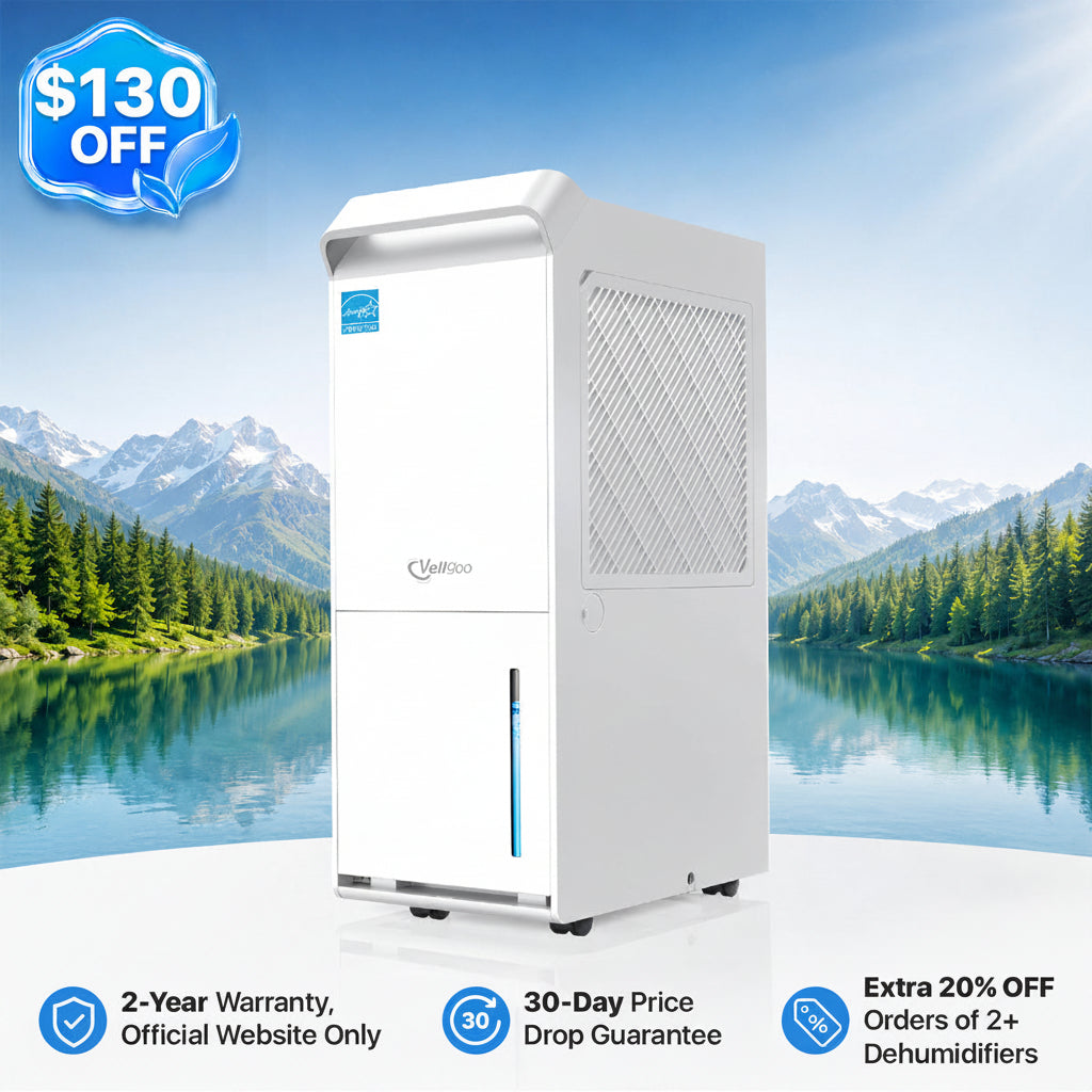 Vellgoo 100 Pints Energy Star Dehumidifier for Basement with Drain Hose(5,000 Sq.Ft ) for Home