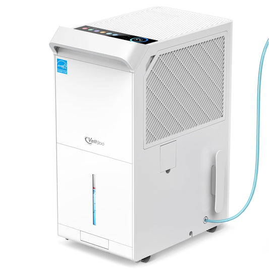 Vellgoo 5,000 Sq.Ft Most Efficient Energy Star Dehumidifier with Pump,Vellgoo Max 150 Pint/D (Standard 80 Pint/D) Compressor Dehumidifier for Basement with Drain Hose, Smart Humidity Control for Home, Large Rooms