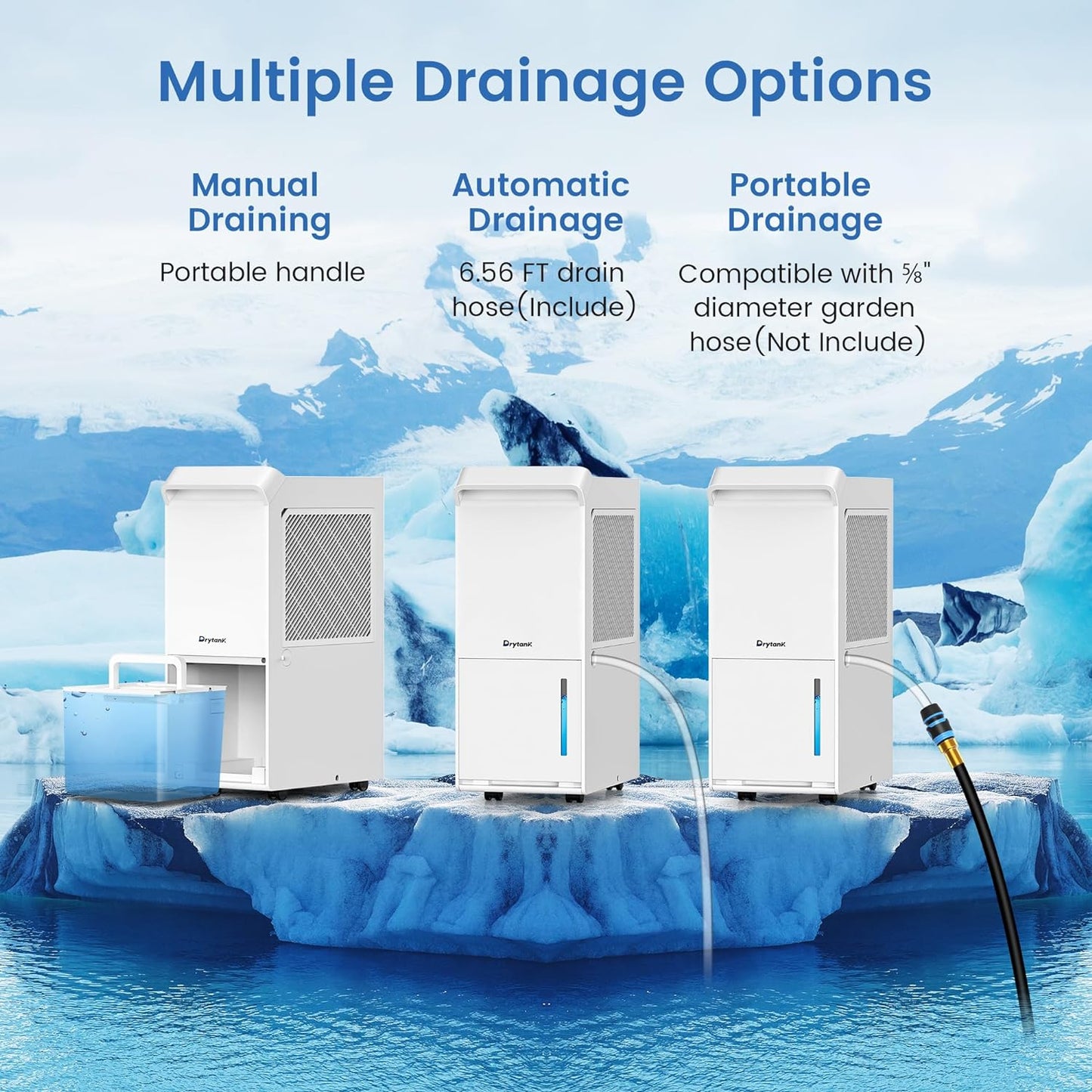 3,200 Sq.Ft Energy Star Dehumidifier for Basement with Drain Hose, 36 Pint DryTank Dehumidifiers for Large Room, Suit for Garden Hose, Intelligent Humidity Control, 24H Timer White