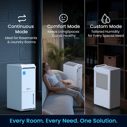 Vellgoo 56-70 Pints Most Efficient Energy Star Dehumidifier with Drain Hose(4,500 Sq.Ft) for Large Room, Garage